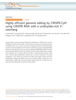 Highly Efficient Genome Editing by CRISPR-Cpf1 Using CRISPR RNA