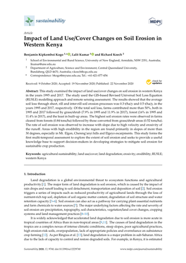 Impact of Land Use/Cover Changes on Soil Erosion in Western Kenya