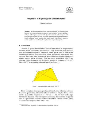 Properties of Equidiagonal Quadrilaterals (2014)