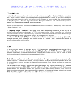 Introduction to Virtual Circuit and X.25