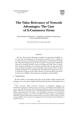 The Value Relevance of Network Advantages: the Case of E-Commerce Firms
