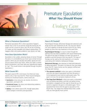 Premature Ejaculation What You Should Know