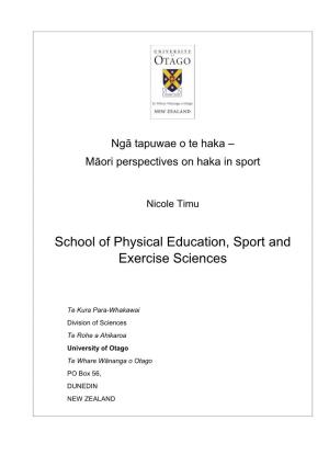 School of Physical Education, Sport and Exercise Sciences