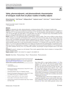 Safety, Pharmacodynamic, and Pharmacokinetic Characterization of Vericiguat: Results from Six Phase I Studies in Healthy Subjects