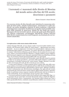I Terremoti E I Maremoti Dello Stretto Di Messina Dal Mondo Antico Alla Fine Del XX Secolo: Descrizioni E Parametri
