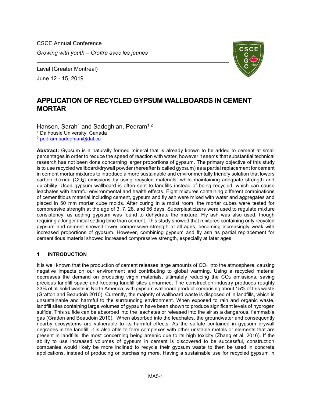 Application of Recycled Gypsum Wallboards in Cement Mortar