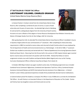 2Nd BATTALION & F-TROOP TAC Officer LIEUTENANT COLONEL CHARLES GRAHAM United States Marine Corps Reserve (Ret.)