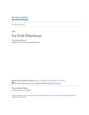 For-Profit Philanthropy