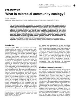 PERSPECTIVE What Is Microbial Community Ecology?
