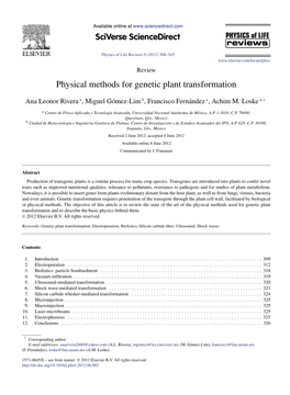 Physical Methods for Genetic Plant Transformation
