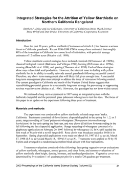 Integrated Strategies for the Attrition of Yellow Starthistle on Northern California Rangeland