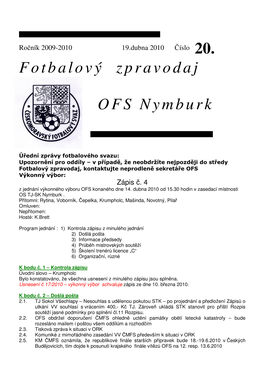 Fotbalový Zpravodaj OFS Nymburk