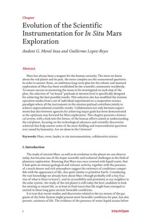 Evolution of the Scientific Instrumentation for in Situ Mars Exploration Andoni G