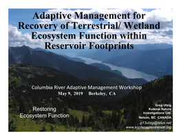 Adaptive Management for Ecosystem Function