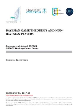 Bayesian Game Theorists and Non-Bayesian Players*