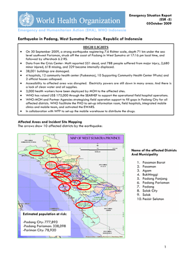 Earthquake in Padang, West Sumatra Province, Republic of Indonesia