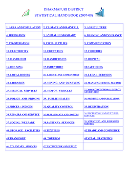 Dharmapuri District Statistical Hand Book (2007-08)