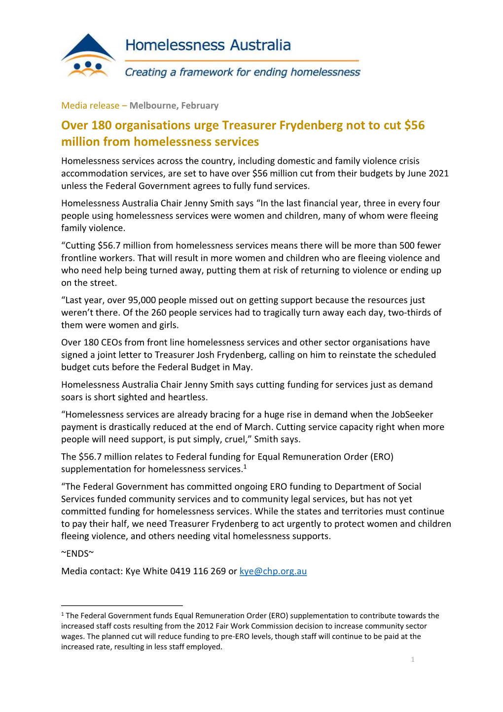 Over 180 Organisations Urge Treasurer Frydenberg Not to Cut $56