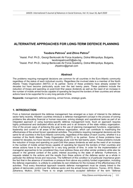 Alternative Approaches for Long-Term Defence Planning