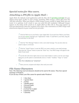 Special Notes for Mac Users. Attaching a JPG File to Apple Mail -- File