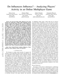 Analyzing Players' Activity in an Online Multiplayer Game