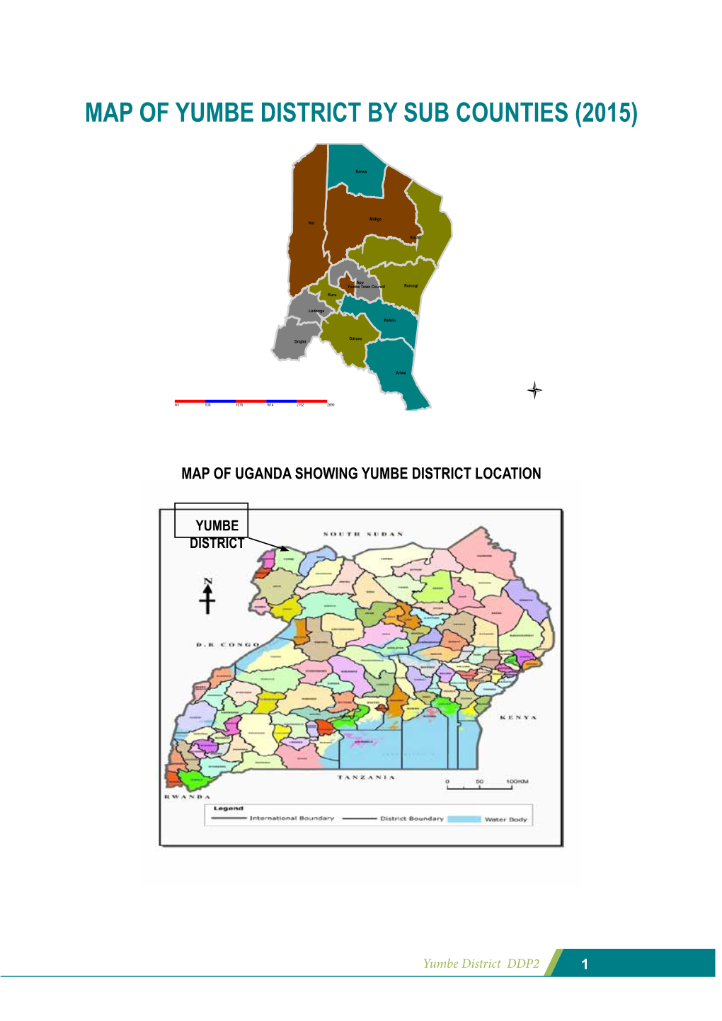 Map of Yumbe District by Sub Counties (2015)