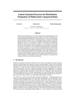 Latent Gaussian Processes for Distribution Estimation of Multivariate Categorical Data