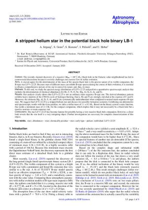 A Stripped Helium Star in the Potential Black Hole Binary LB-1 A