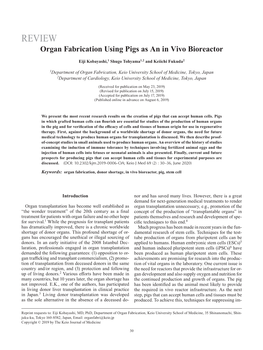 REVIEW Organ Fabrication Using Pigs As an in Vivo Bioreactor