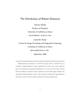 The Distribution of Robust Distances