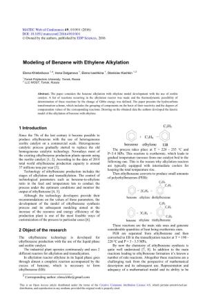 Modeling of Benzene with Ethylene Alkylation