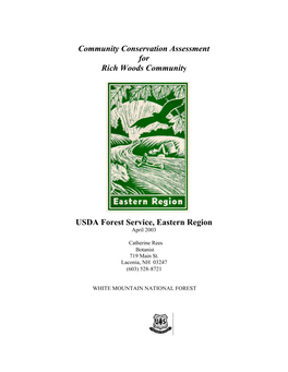 Community Conservation Assessment for Rich Woods Community USDA