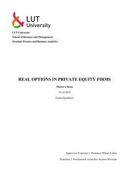 Real Options in Private Equity Firms