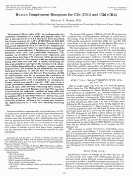 Human Complement Receptors for C3b (CR1) and C3d (CR2)