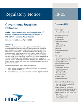 Regulatory Notice 18-05