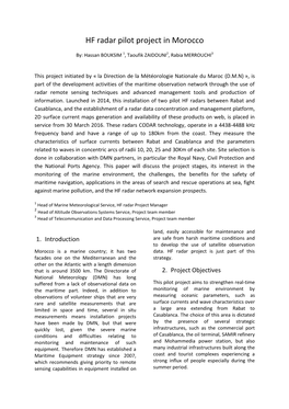 HF Radar Pilot Project in Morocco