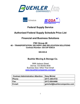 Federal Supply Service Authorized Federal Supply Schedule Price List Financial and Business Solutions