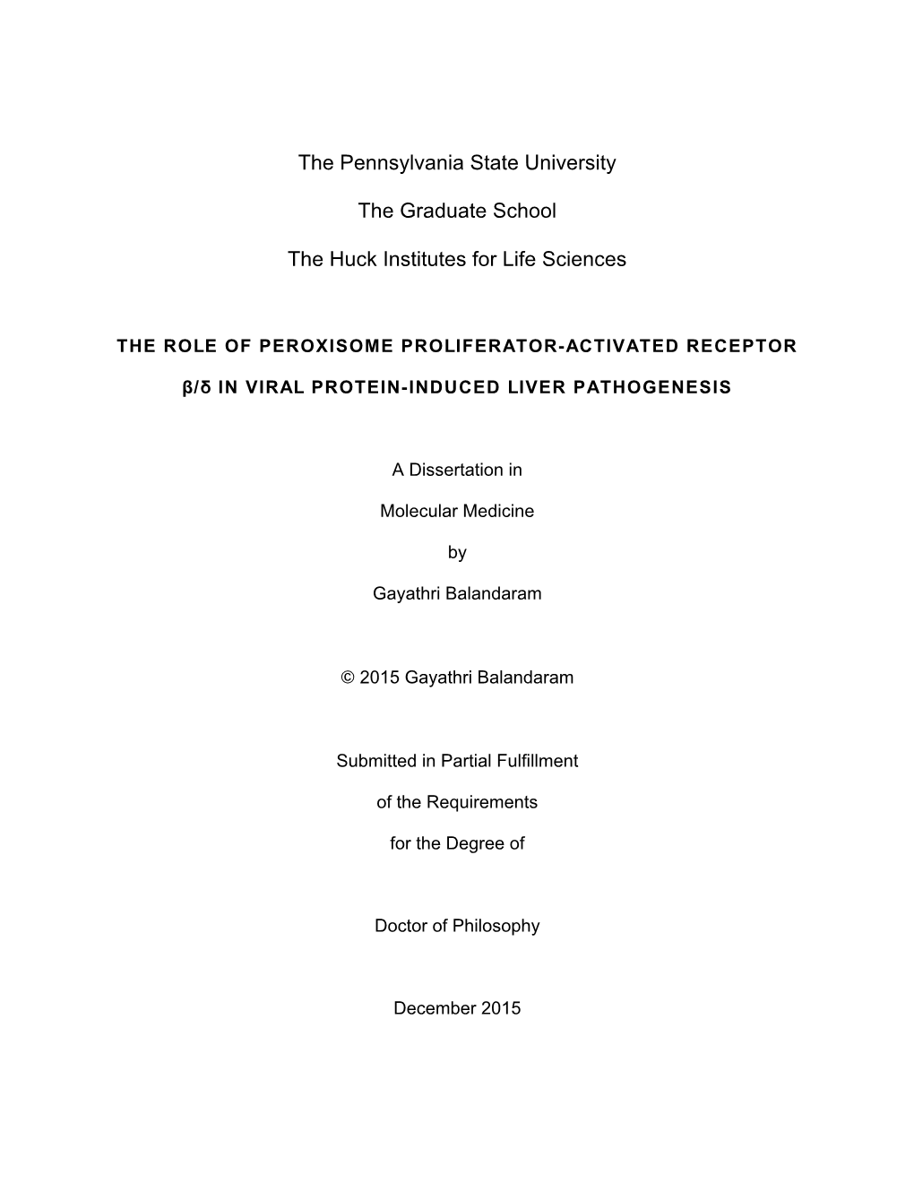 The Role of Peroxisome Proliferator-Activated Receptor