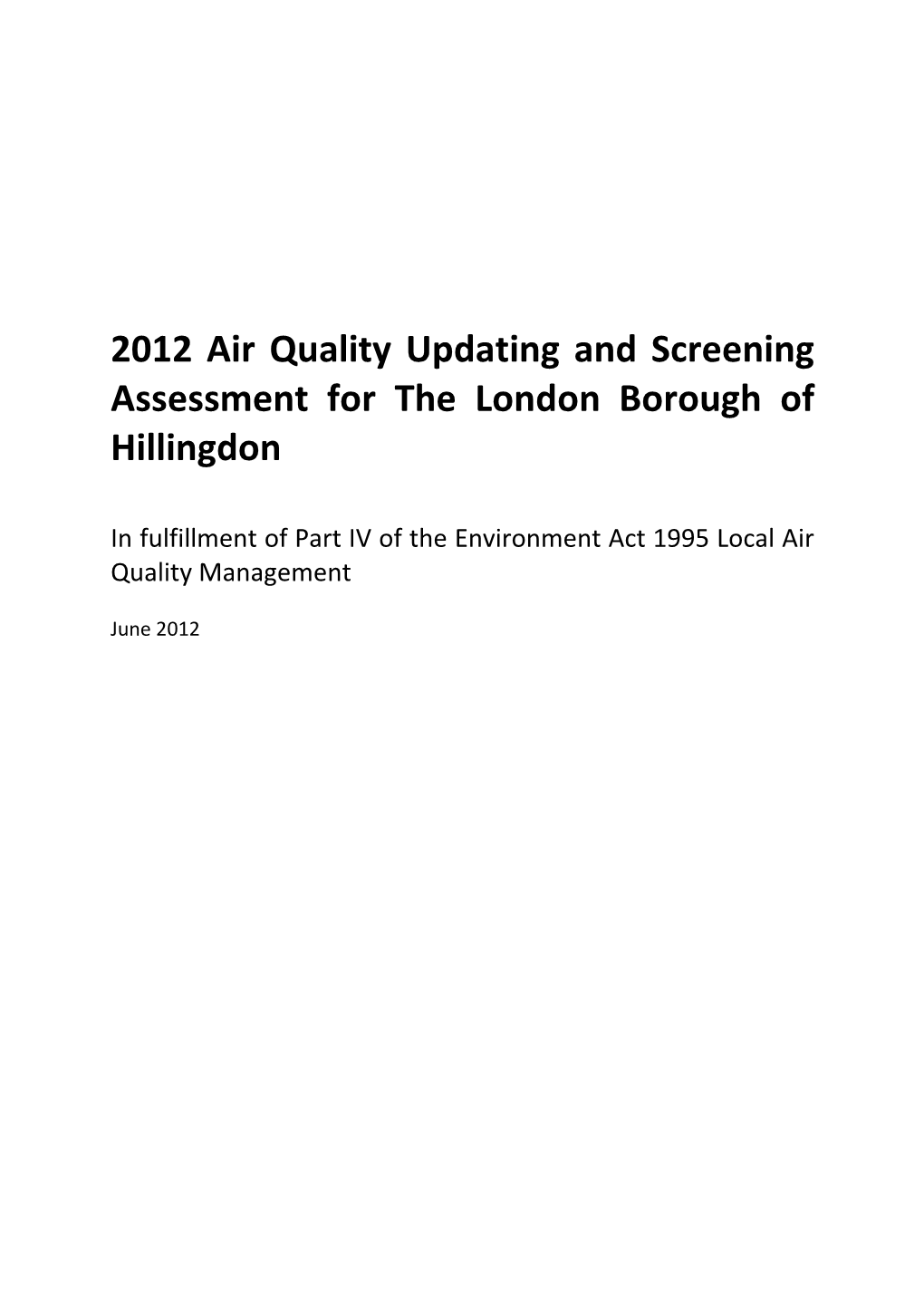 Updating and Screening Assessment Report 2012