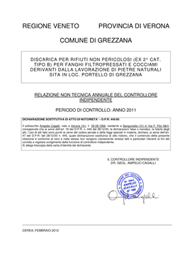 Regione Veneto Provincia Di Verona Comune Di Grezzana