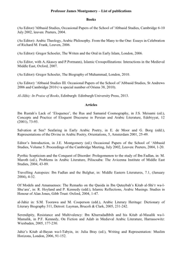 Professor James Montgomery – List of Publications