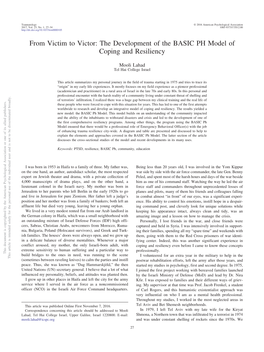 From Victim to Victor: the Development of the BASIC PH Model of Coping and Resiliency