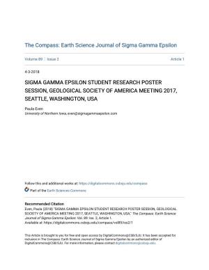 Sigma Gamma Epsilon Student Research Poster Session, Geological Society of America Meeting 2017, Seattle, Washington, Usa