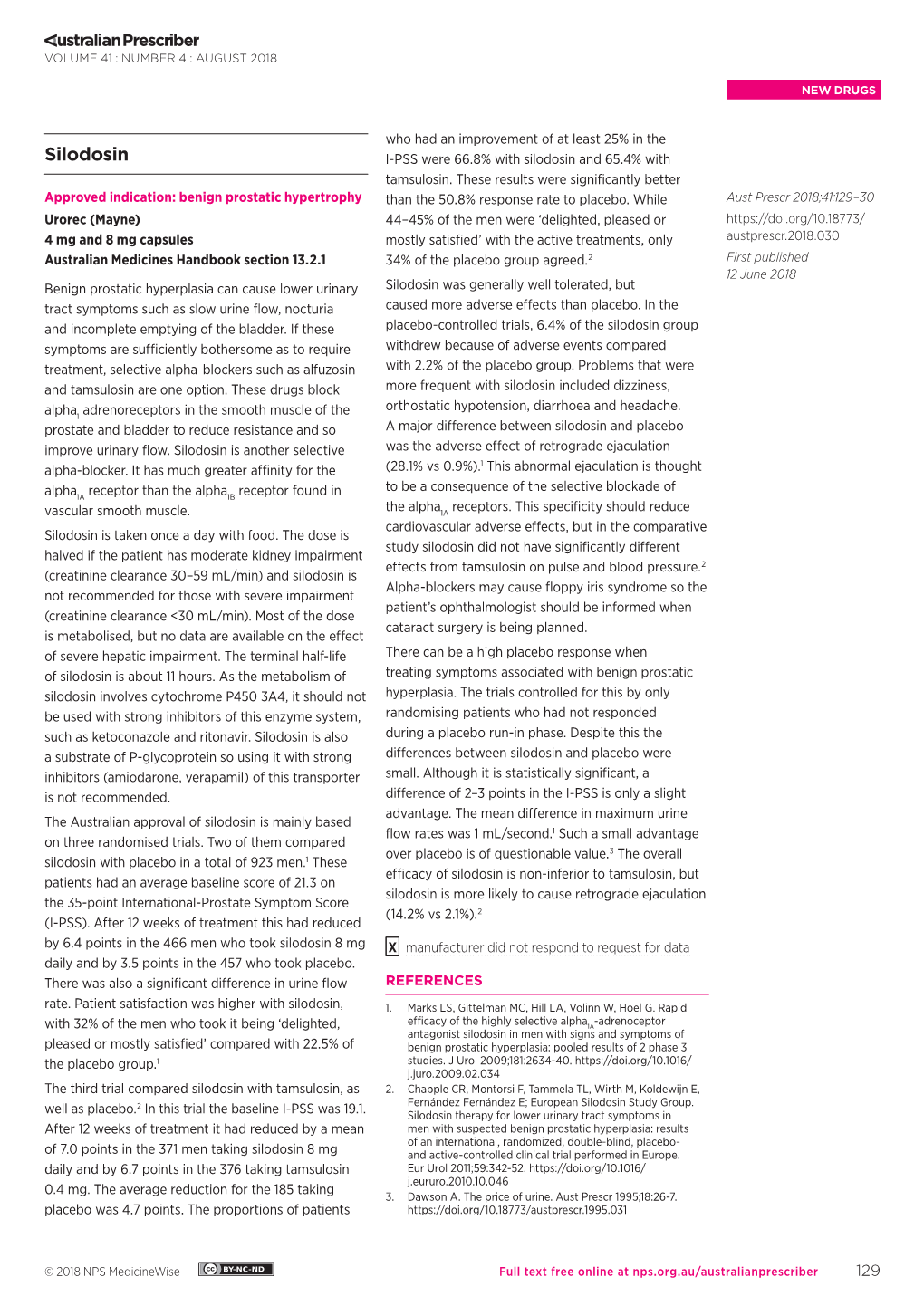 Silodosin I-PSS Were 66.8% with Silodosin and 65.4% with Tamsulosin