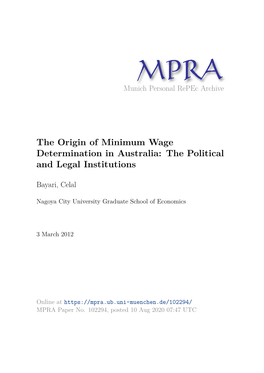 The Origin of Minimum Wage Determination in Australia: the Political and Legal Institutions