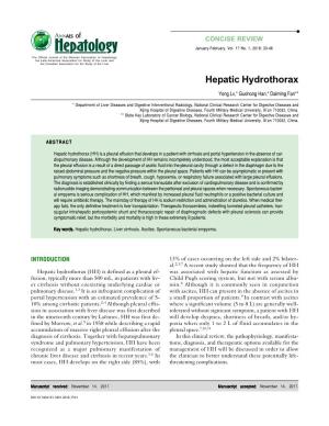 Hepatic Hydrothorax