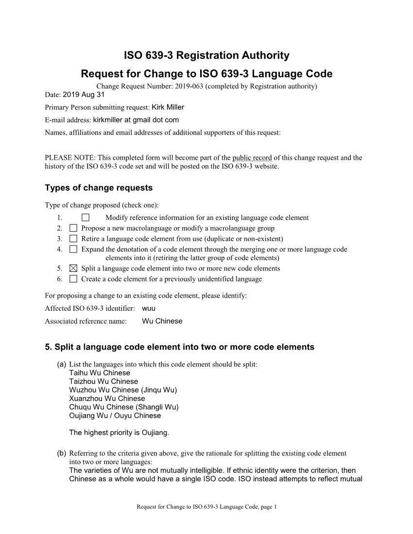 ISO 639-3 Code Split Request Template [PDF]