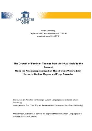 The Growth of Feminist Themes from Anti-Apartheid to the Present