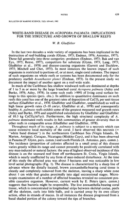 White-Band Disease in &lt;I&gt;Acropora Palmata&lt;/I&gt;