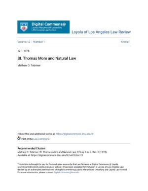 St. Thomas More and Natural Law